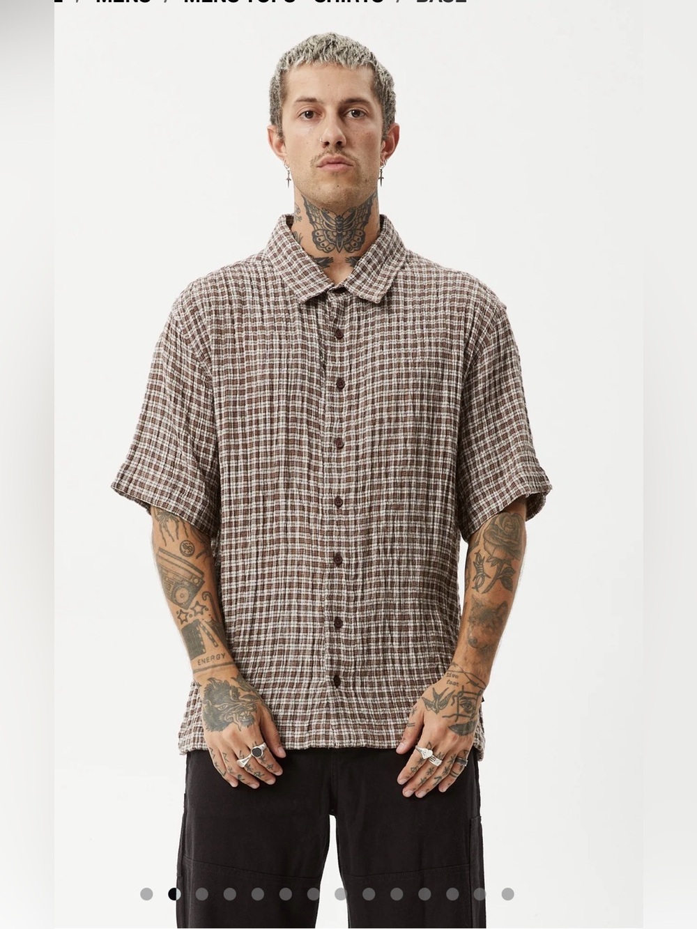 Afends Seersucker Base  Shirt in Hemp blend , size XS ,Unisex
